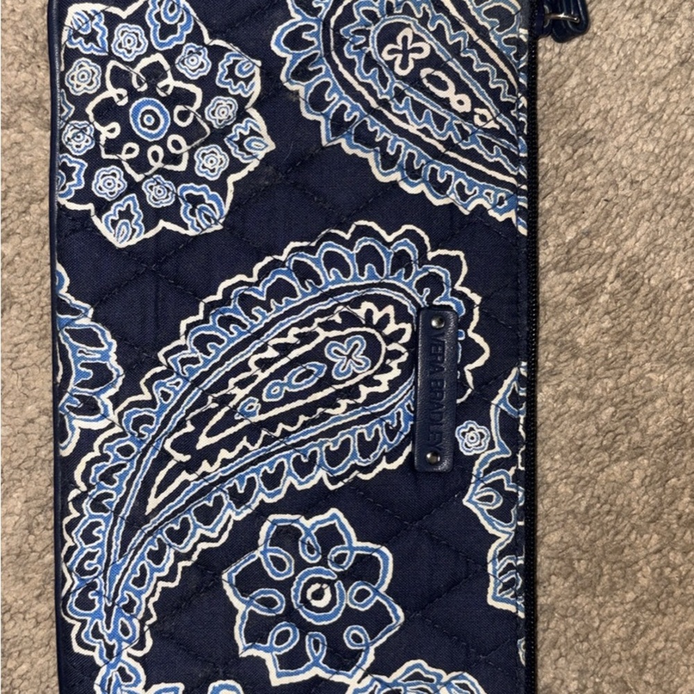 Vera Bradley Navy and White Paisley Quilted Pouch